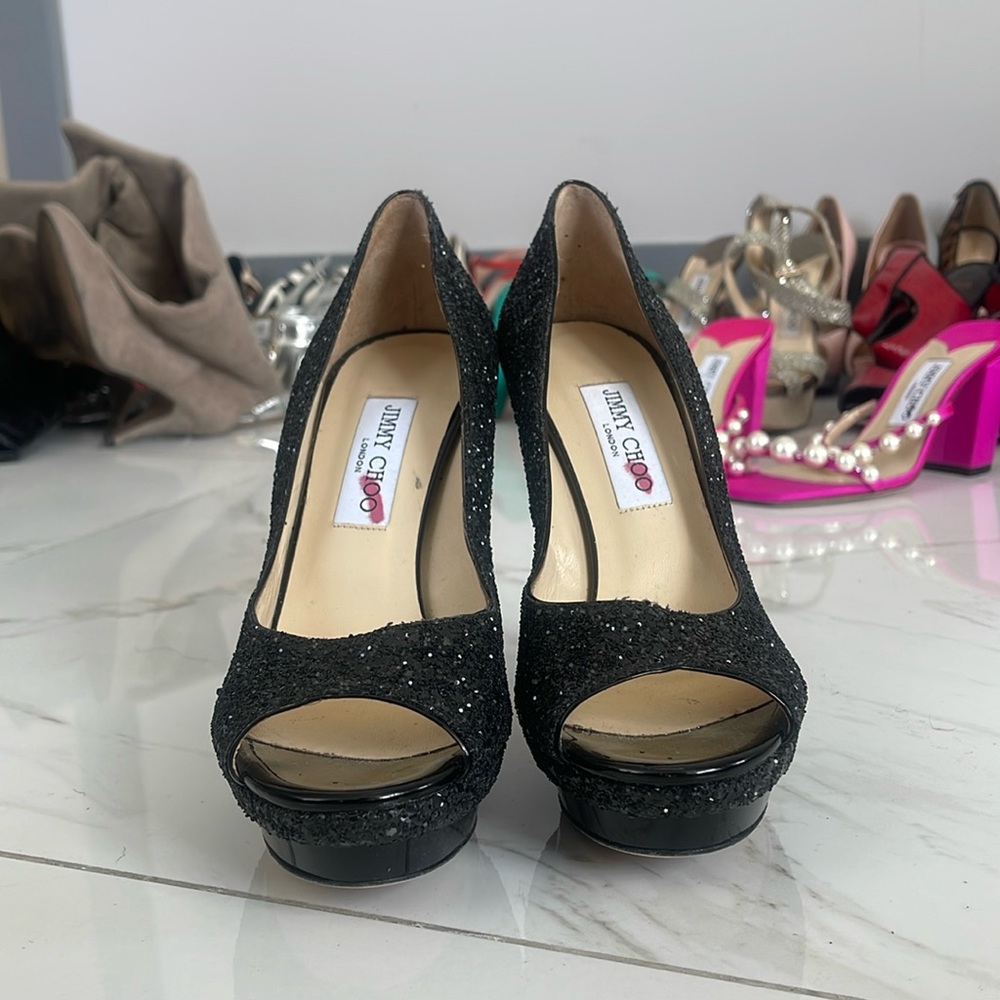 Jimmy Choo Luna Dahlia navy glitter size 40.5